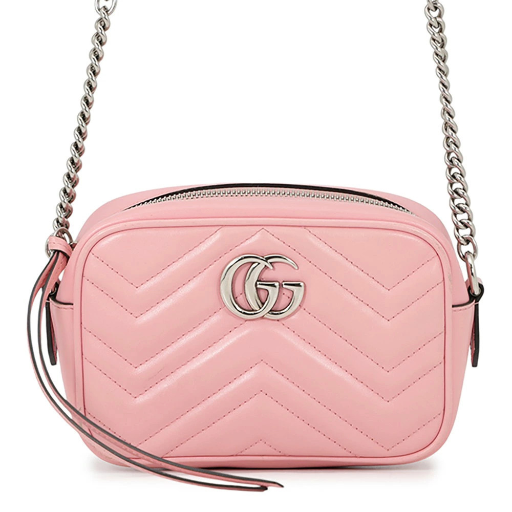 Gucci Chain GG Marmont Leather Shoulder Bag Black